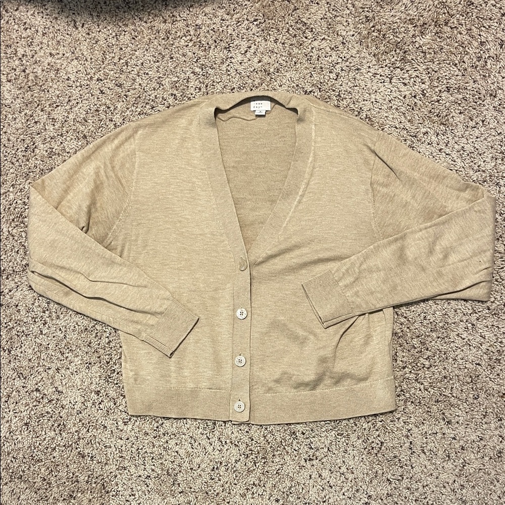 a new day Light Tan Button-Up Cardigan